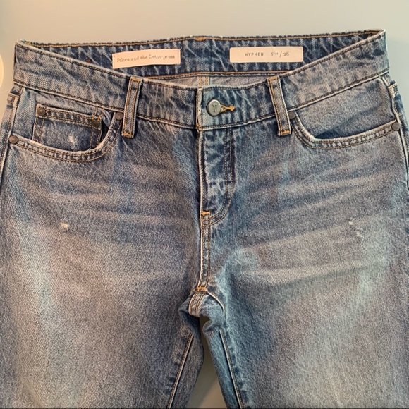 Anthropologie Pilcro & The Letterpress Straight Leg Jeans w/ Frayed Hem Size 26 - Picture 4 of 4